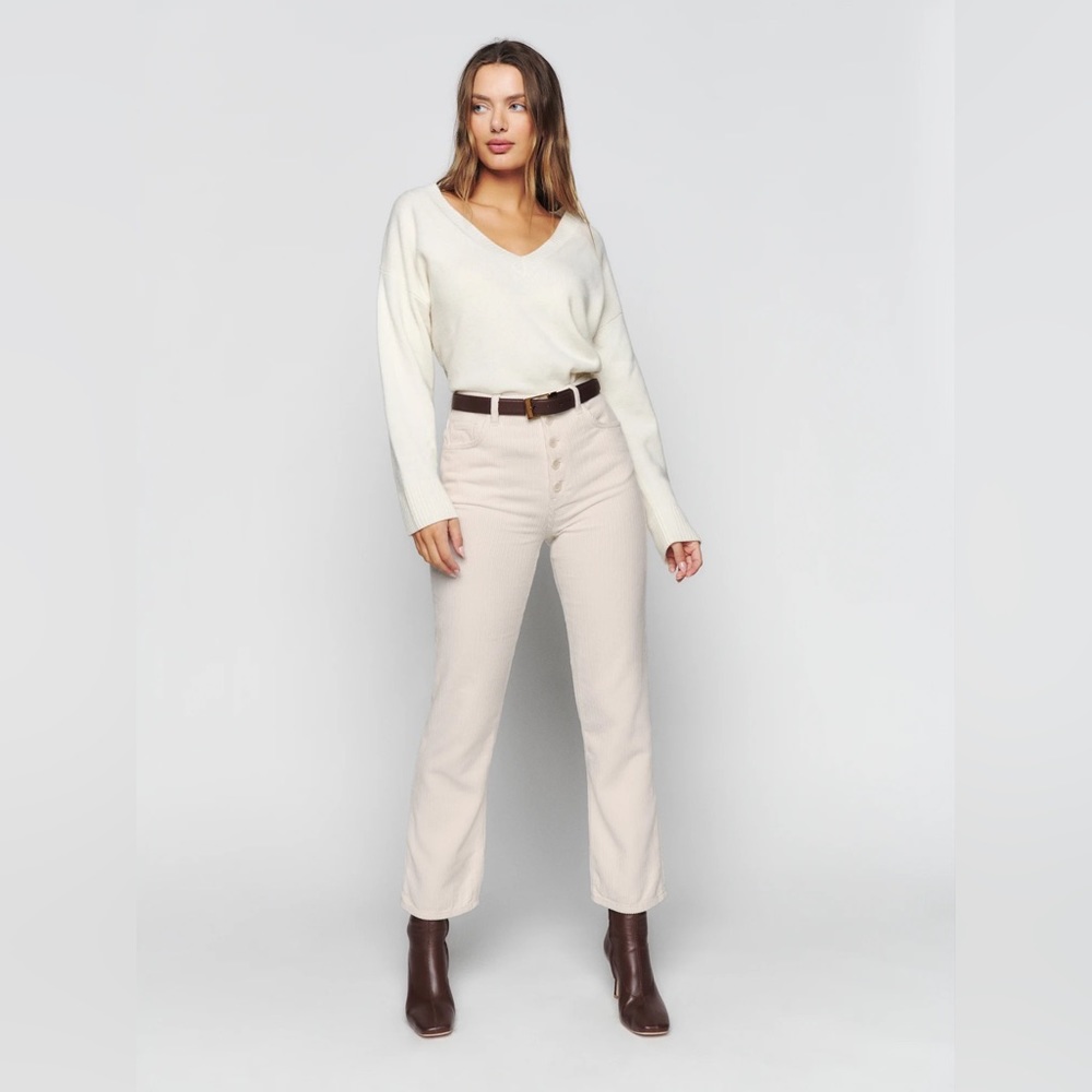 Reformation Cynthia Button Fly High Rise Straight Corduroy Pants